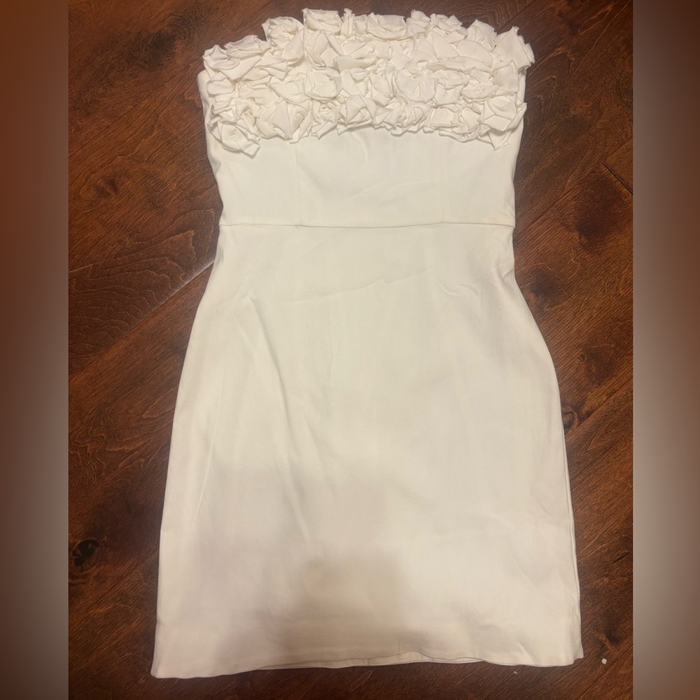 DO+BE Strapless Cream Ruffle Dress